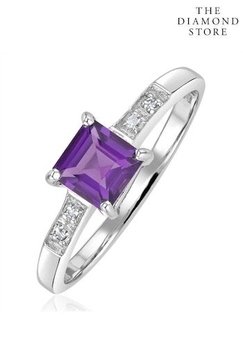 The Diamond Store Purple Amethyst 0.63ct And Diamond 9K White Gold Ring (P40563) | £219