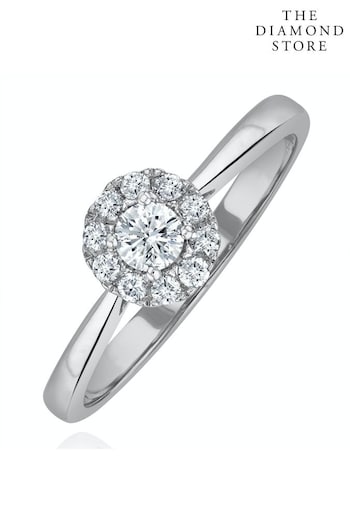 The Diamond Store White Lab Diamond Halo Engagement Ring 0.25ct H/Si in 9K White Gold (P40567) | £339