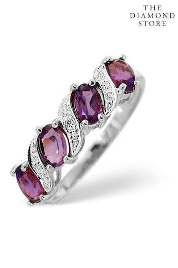 The Diamond Store Purple Amethyst 0.74ct And Diamond 9K White Gold Ring (P40571) | £245
