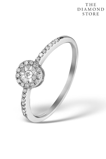 The Diamond Store White Halo Ring with 0.11ct of Diamonds set in 9K White Gold (P40573) | £299