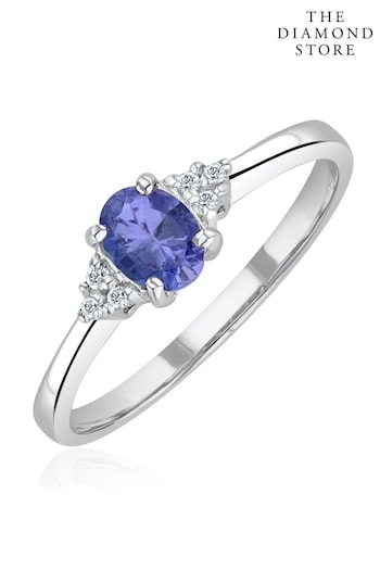 The Diamond Store Blue Tanzanite 0.35CT And Diamond 9K White Gold Ring (P40574) | £279