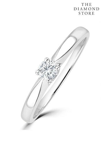 The Diamond Store White Tapered Design Lab Diamond Engagement Ring 0.15ct H/Si 9K White Gold (P40577) | £369