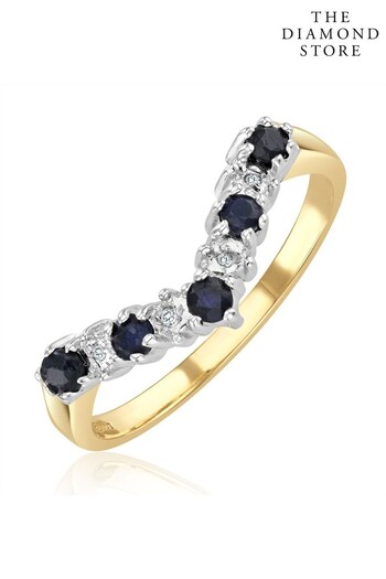 The Diamond Store Blue Sapphire 0.25ct And Diamond 9K Gold Ring (P40581) | £235