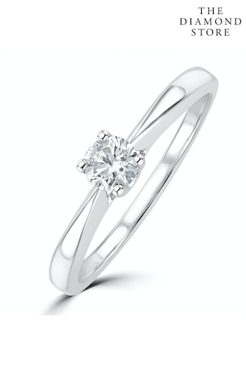 The Diamond Store White Tapered Design Lab Diamond Engagement Ring 0.25ct H/Si in 925 Silver (P40585) | £245