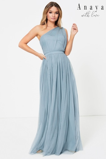Anaya With Love Light Blue One Shoulder Maxi Dress (P42623) | £75
