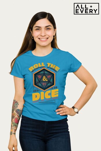 All + Every Aqua Dungeons & Dragons 1974 Roll The Dice Women's T-Shirt (P42707) | £22