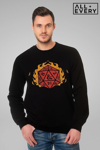 All + Every Black Dungeons & Dragons Fire Dice Adult Sweatshirt by All + Every (P42822) | £32