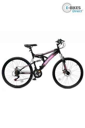 E-Bikes Direct BlackPink Junior Basis 1 Full Suspension Mountain Bike - 26 Inch Wheel - 18 Speed (P43033) | £229