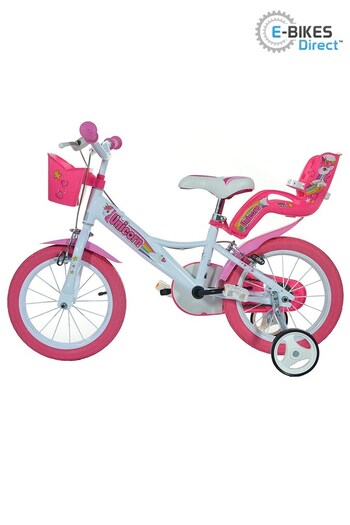 E-Bikes Direct WhitePink Dino Unicorn Girls Bicycle - 14 Inch with Stabilisers (P43055) | £130