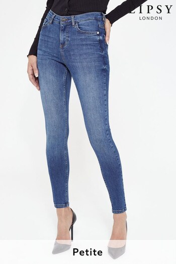 Lipsy Authentic Blue Petite Mid Rise Skinny Kate Jeans ruffles (P43250) | £42