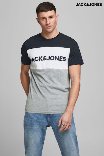 Jack & Jones Navy & Grey Logo T-Shirt (P43407) | £18