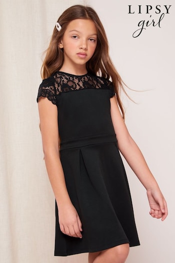 Lipsy Black Lace Yoke Dress (P43542) | £28 - £36