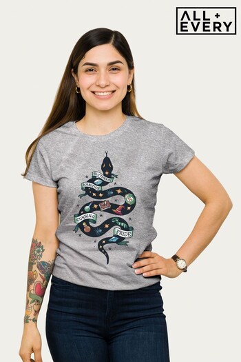All + Every Grey Marl Harry Potter Serpent Of Slytherin Ambition Cunning Pride Women's T-Shirt (P44237) | £22