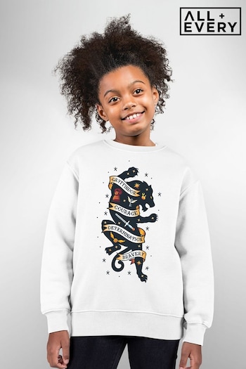 All + Every White Harry Potter Lion Of Gryffindor Courage And Determination Kids Sweatshirt (P44260) | £23
