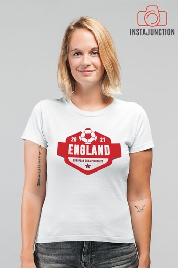 Instajunction White England Football Euros Supporter Women's T-Shirt (P46355) | £16