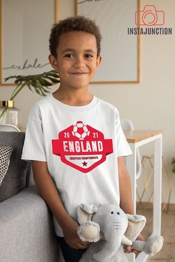 Instajunction White England Football Euros Supporter Kid's T-Shirt (P46356) | £12