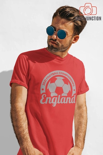 Instajunction Red England Football Championship Euros Supporter Men's T-Shirt (P46360) | £16