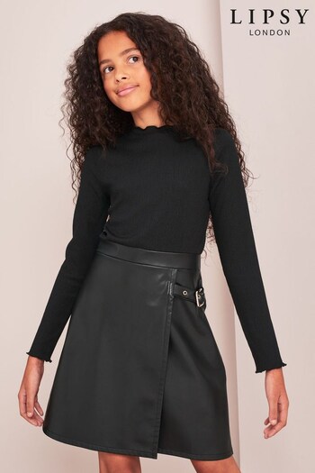 Lipsy Black 2in1 PU Dress (P46548) | £32 - £40
