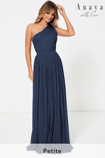 Anaya With Love Navy Blue Petite One Shoulder Maxi Dress (P46663) | £75