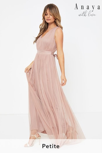 Anaya With Love Light Pink Petite Bow Back Wide Strap Maxi Dress (P46664) | £70
