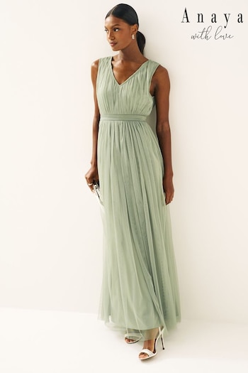 Anaya With Love Sage Green Petite Bow Back Wide Strap Maxi Dress (P46665) | £70