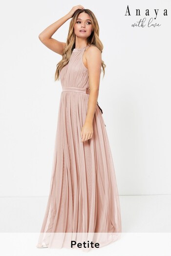 Anaya With Love Light Pink Petite Halter Maxi Dress (P46666) | £77