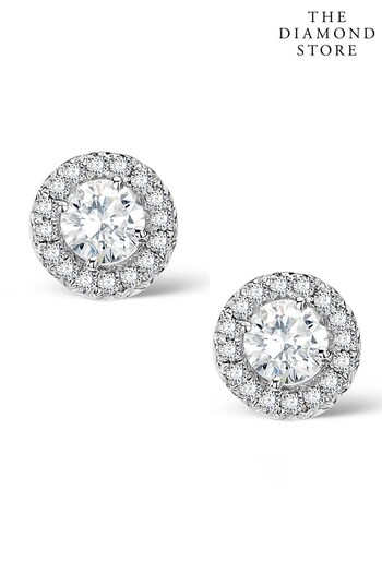 The Diamond Store 9K White Gold Ella Halo Lab Diamond Earrings 0.65ct set (P46806) | £579