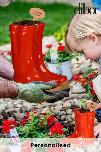 Dibor Red Personalised Grow Together Welly Planters (P46815) | £52