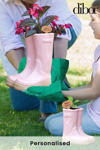 Dibor Pink Personalised Grow Together Welly Planters (P46857) | £52