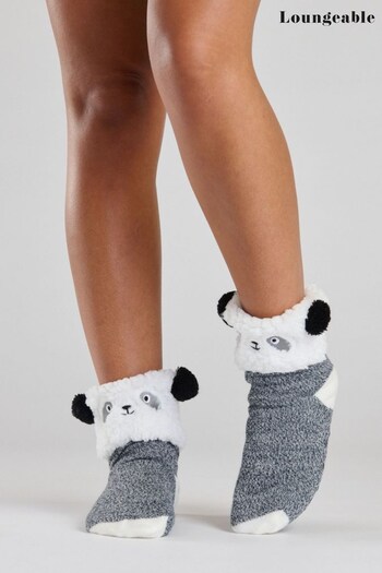 Loungeable Grey Panda Knit Socks (P47000) | £12