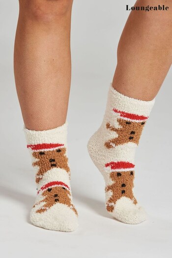 Loungeable Red 3 Pack Gingerbread And Tartan Print Socks (P47309) | £10