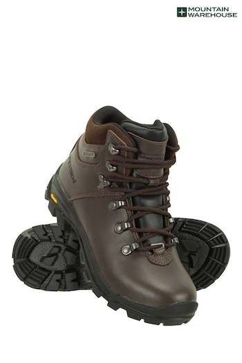 Mountain Warehouse Dark Brown Latitude Womens Waterproof, Vibram Sole Leather Hiking Walking Boots LOOK (P47586) | £160
