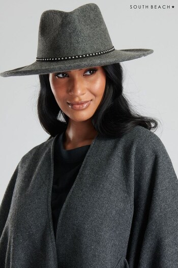 South Beach Grey Wool Fedora Hat (P47703) | £28