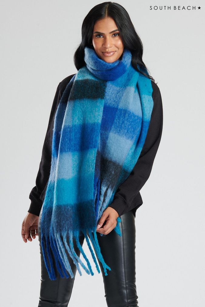 Blue check clearance scarf womens