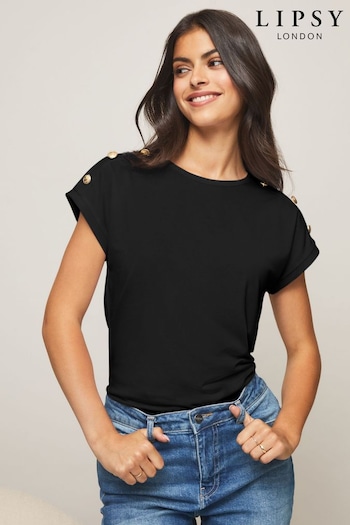 Lipsy Black Round Neck T-Shirt (P49411) | £19