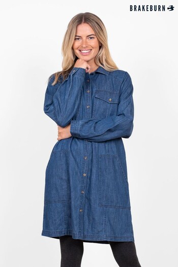 Brakeburn Blue Denim Utility Shirt Dress (P50777) | £65