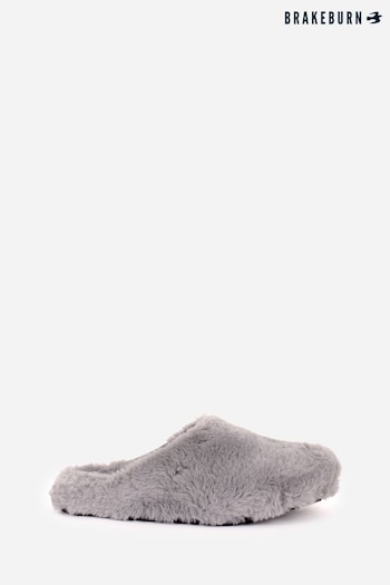 Brakeburn Grey Fluffy Slip On Slipper (P50829) | £35