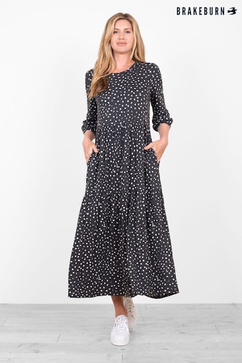 Brakeburn Grey Spotty Jersey Dress (P50833) | £60
