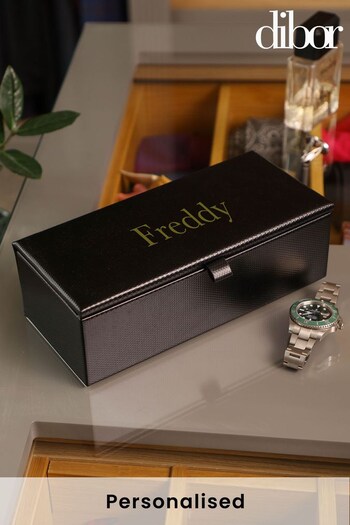 Dibor Personalised Bedside Watch and Cufflinks Store Black Set (P51540) | £35