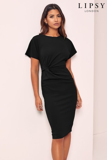 Lipsy Black Twist Side V Neck Midi Dress (P52011) | £45