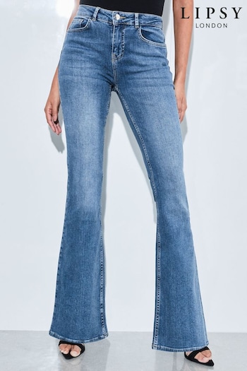 Lipsy Blue Mid Rise Chloe Flare Jeans ruffles (P52025) | £47