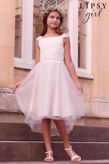 Lipsy Ivory Tulle Lace Bodice Occasion Dress (P53057) | £40 - £46