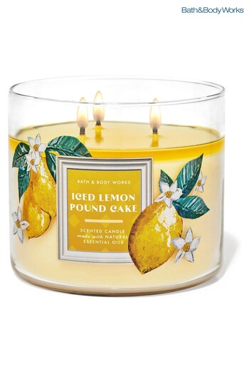 Bath & Body Works Iced Lemon Pound Cake Fresh Mint  Tea Tree 3Wick Candle 14.5 oz / 411 g (P53241) | £29.50