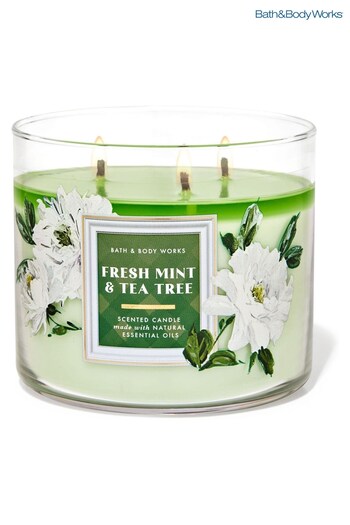Bath & Body Works Fresh Mint Tea Tree Fresh Mint  Tea Tree 3Wick Candle 14.5 oz / 411 g (P53242) | £29.50