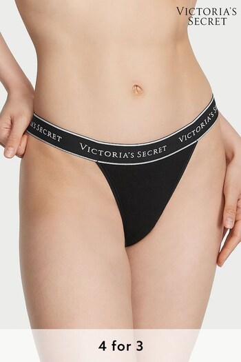 Victoria's Secret Black Logo Tanga Knickers (P53278) | £9