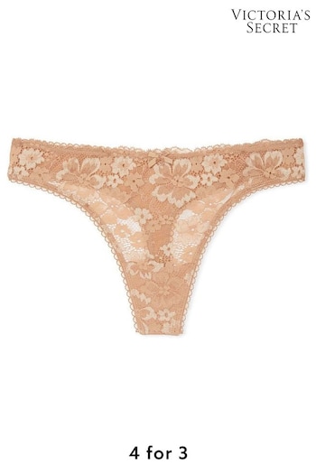 Victoria's Secret Praline Nude Lace Thong Knickers (P53288) | £14