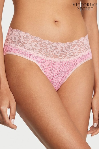 Victoria's Secret Purest Pink Logo Lace Waist Hipster Knickers (P53291) | £9
