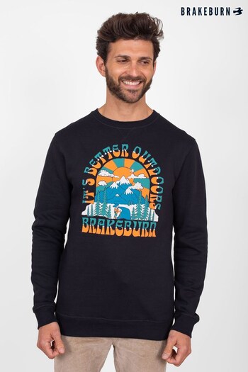 Brakeburn Black Outdoor Crew Neck Sweatshirt (P53593) | £50