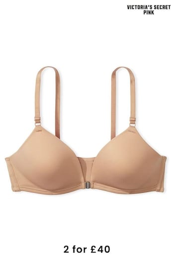 Victoria's Secret PINK Praline Nude Non Wired Lightly Lined Front Close Bra (P53765) | £20