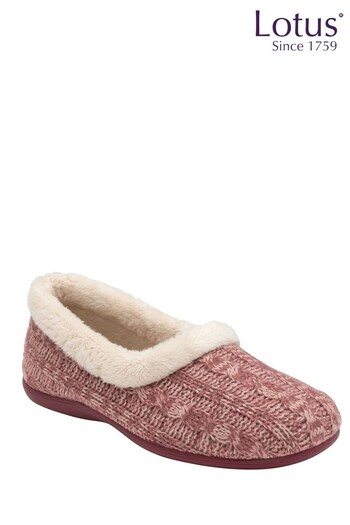 Lotus Footwear Purple Knitted Flat Slippers (P53927) | £14